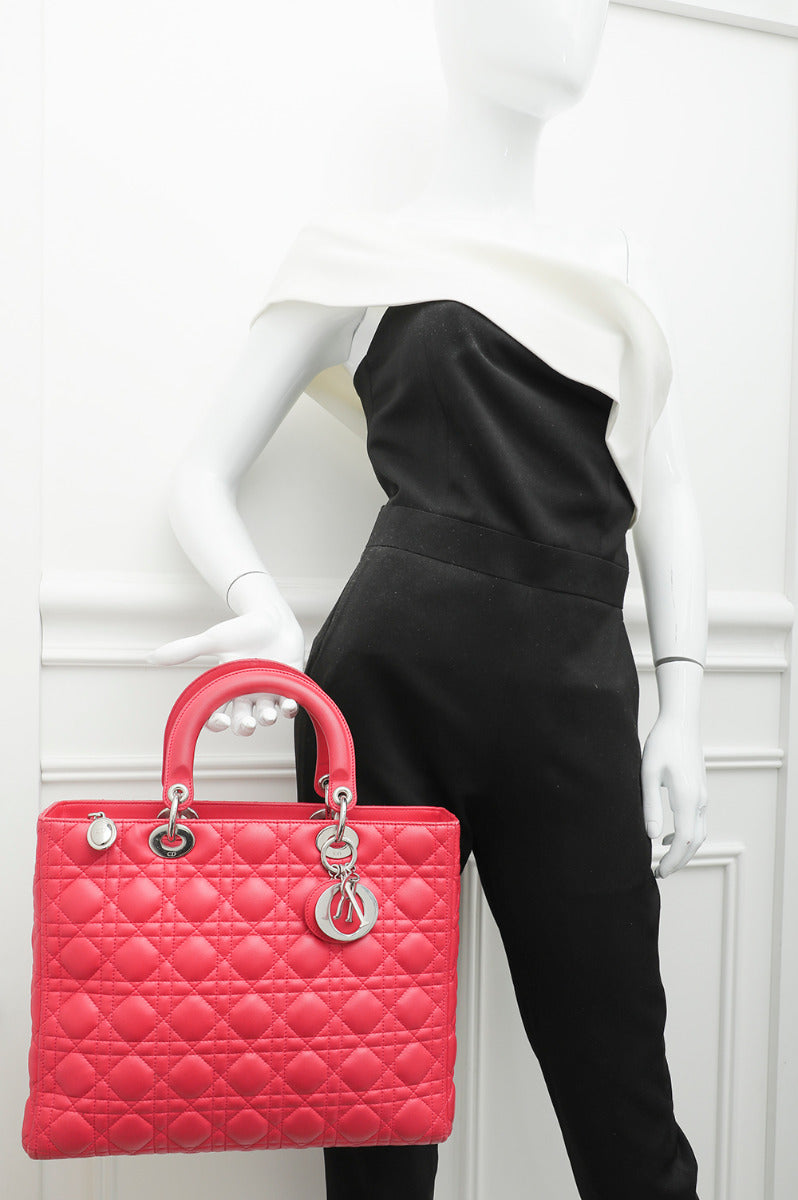 Christian Dior Red Lady Dior Large Bag-Christian Dior-THE CLOSET