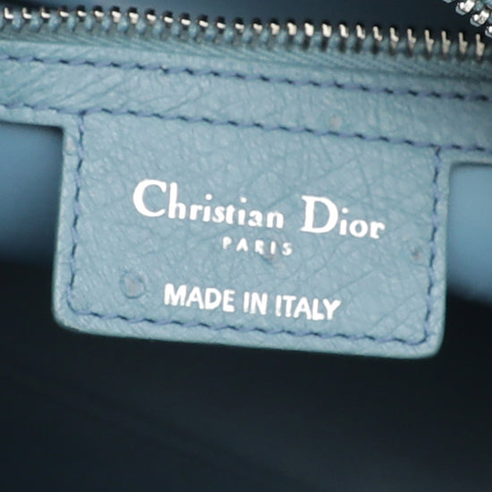 Christian Dior Blue Ostrich Lady Dior Large Bag