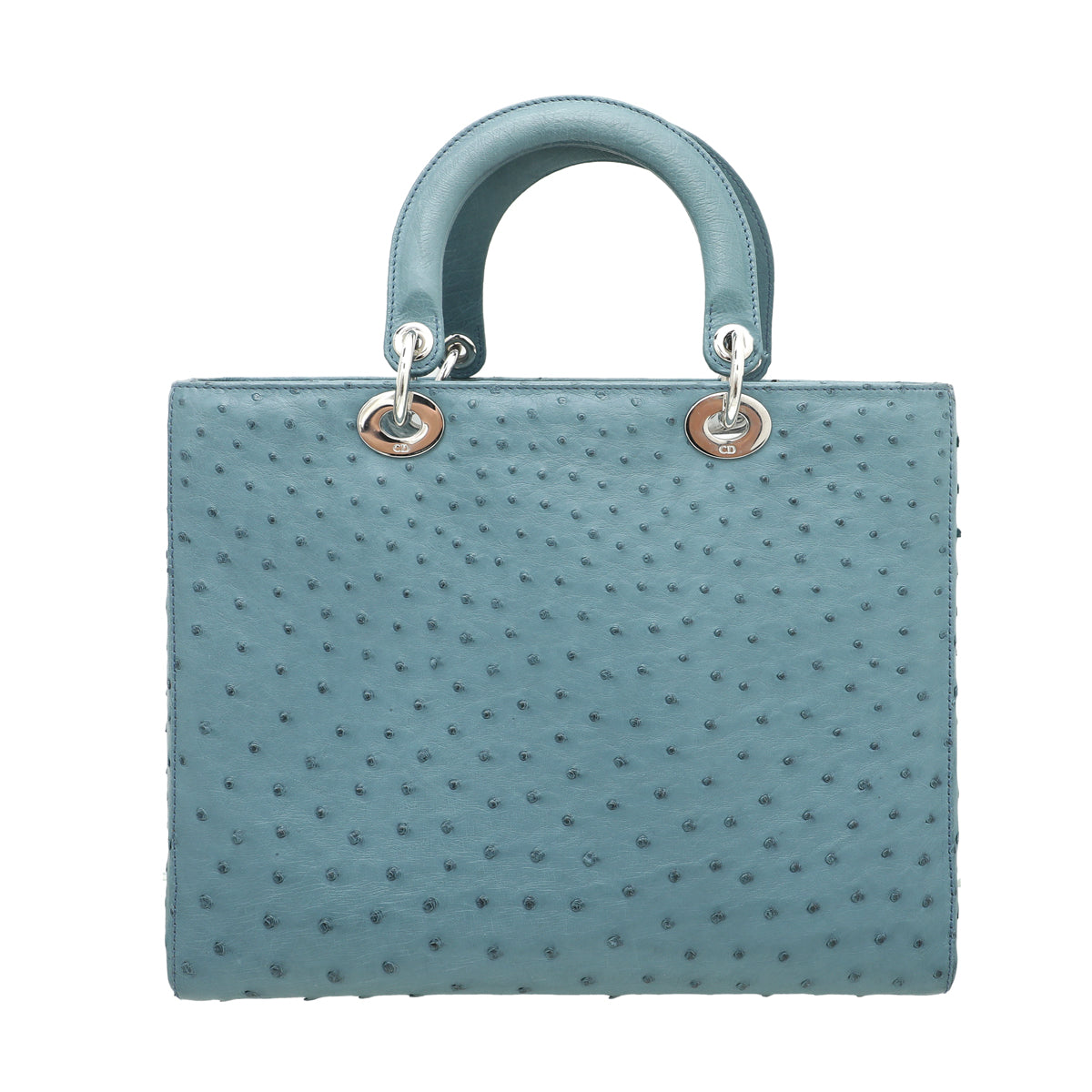 Christian Dior Blue Ostrich Lady Dior Large Bag-Christian Dior-THE CLOSET