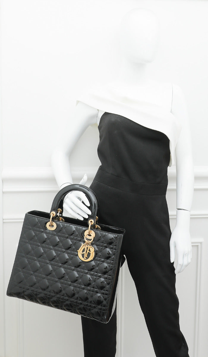 Christian Dior Black Lady Dior Large Bag-Christian Dior-THE CLOSET
