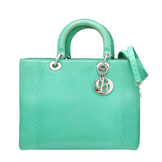 Christian Dior Green Python Lady Dior Large Bag – THE CLOSET