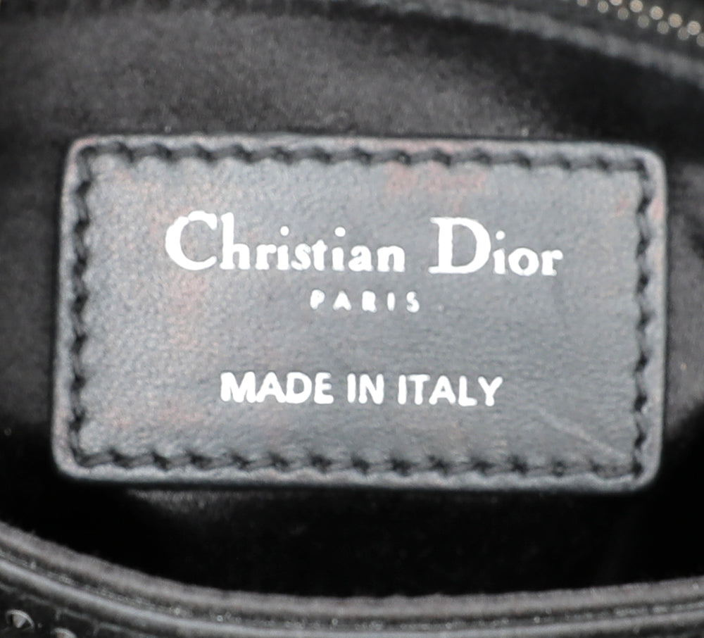 Christian Dior Black Satin Lady Dior Strass Cannage Bag-Christian Dior-THE CLOSET