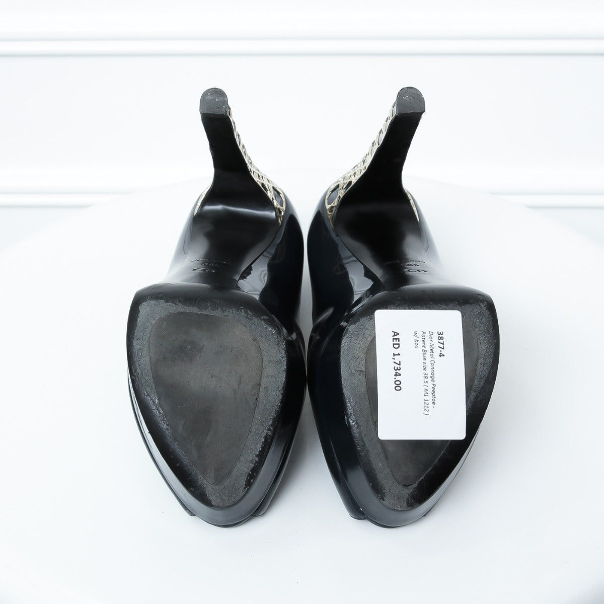 Christian Dior Dark Blue Cannage Peeptoe Heels 38 1-2-Christian Dior-THE CLOSET