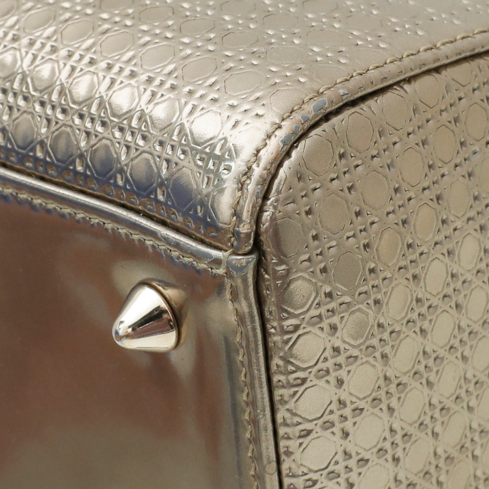 Christian Dior Champagne Micro Cannage Lady Dior Medium Bag-Christian Dior-THE CLOSET