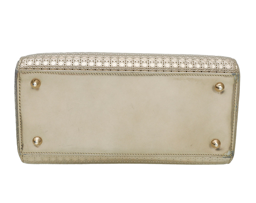 Christian Dior Champagne Micro Cannage Lady Dior Medium Bag-Christian Dior-THE CLOSET