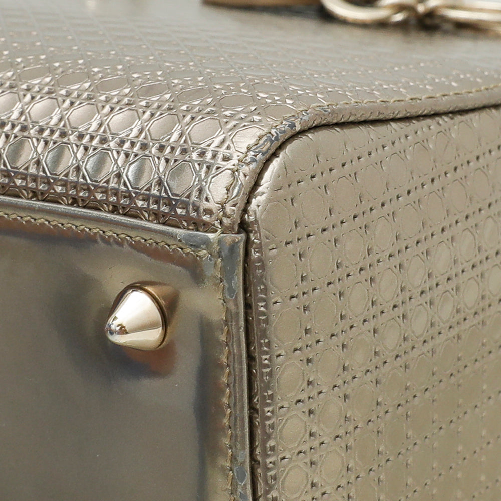 Christian Dior Champagne Micro Cannage Lady Dior Medium Bag-Christian Dior-THE CLOSET