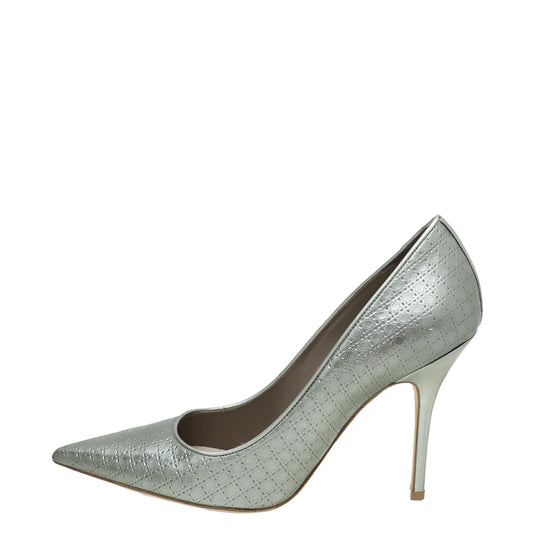 Christian Dior Silver Micro Cannage Cherie Pointed Toe 39 – The Closet