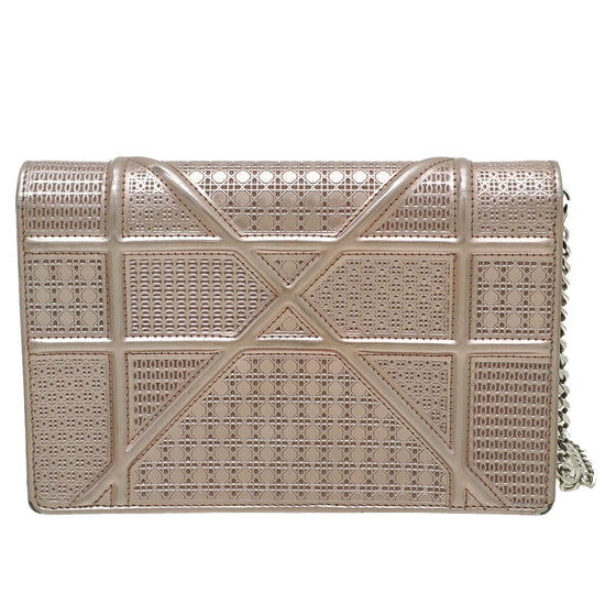 Christian Dior Light Pink Microcannage Diorama Wallet On Chain