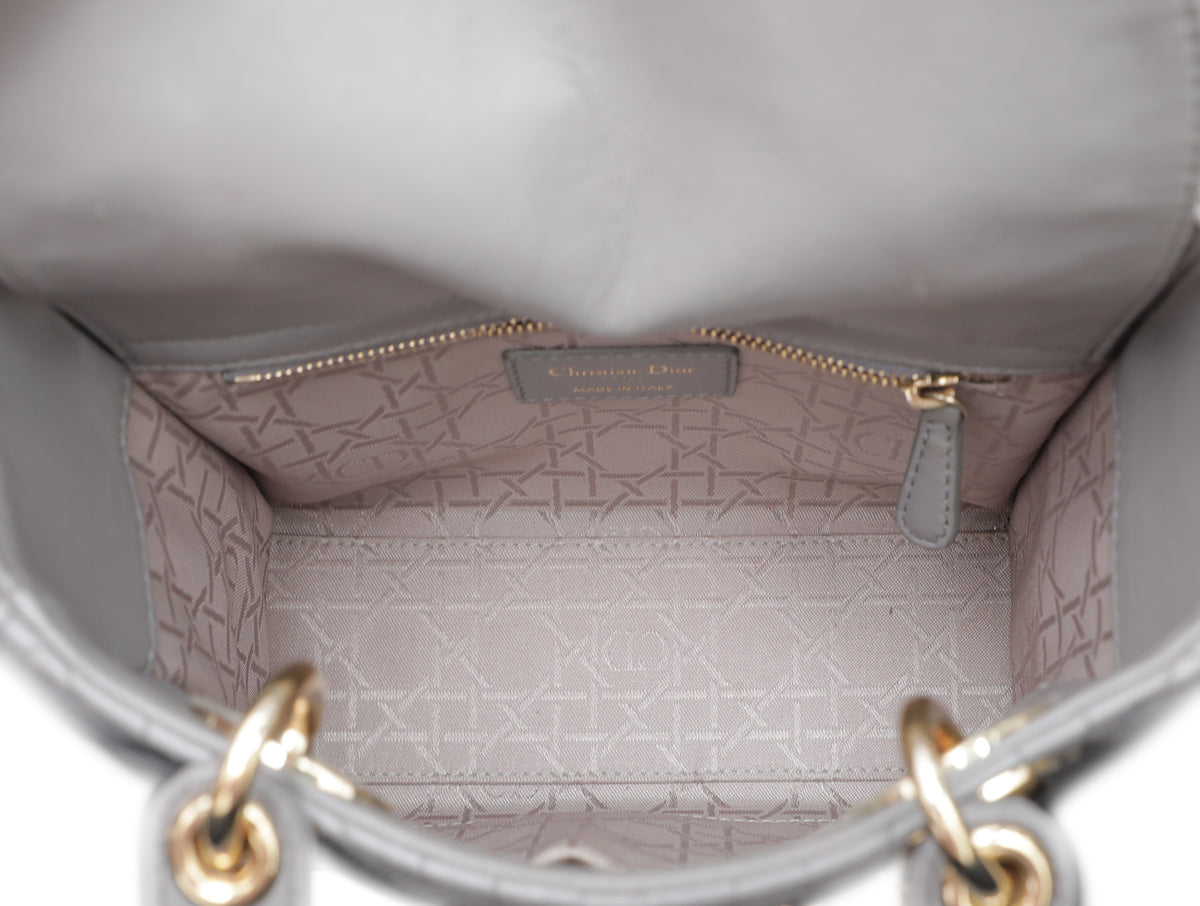 Christian Dior Gray My Abc Lady Dior Bag W- 3 Badges-Christian Dior-THE CLOSET