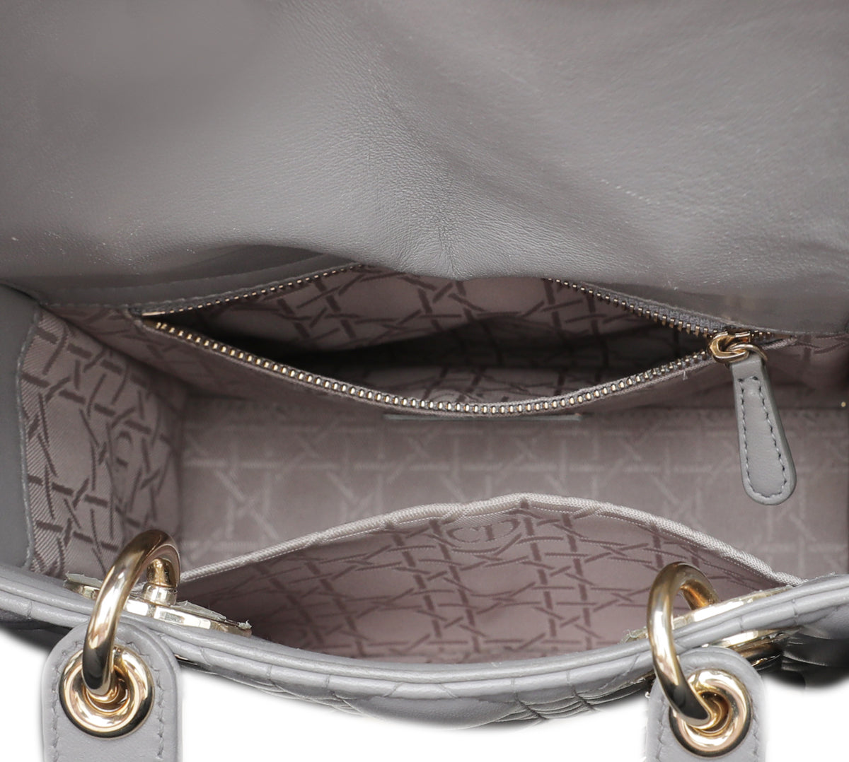Christian Dior Gray My Abc Lady Dior Bag W- 3 Badges-Christian Dior-THE CLOSET