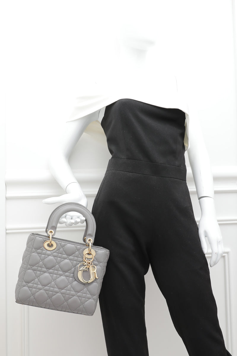 Christian Dior Gray My Abc Lady Dior Bag W- 3 Badges-Christian Dior-THE CLOSET