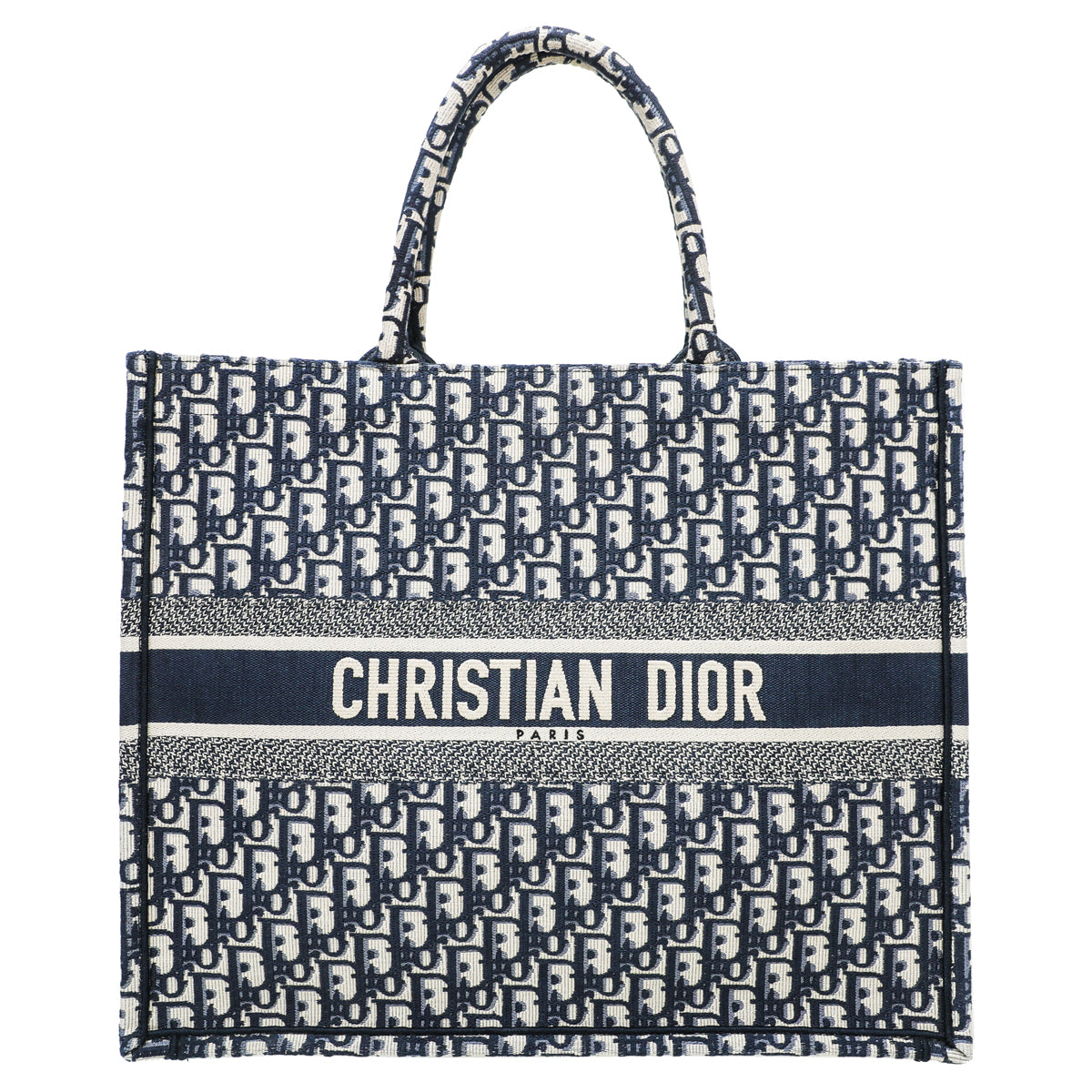 Christian Dior oblique book tote large bag navy blue-Christian Dior-THE CLOSET