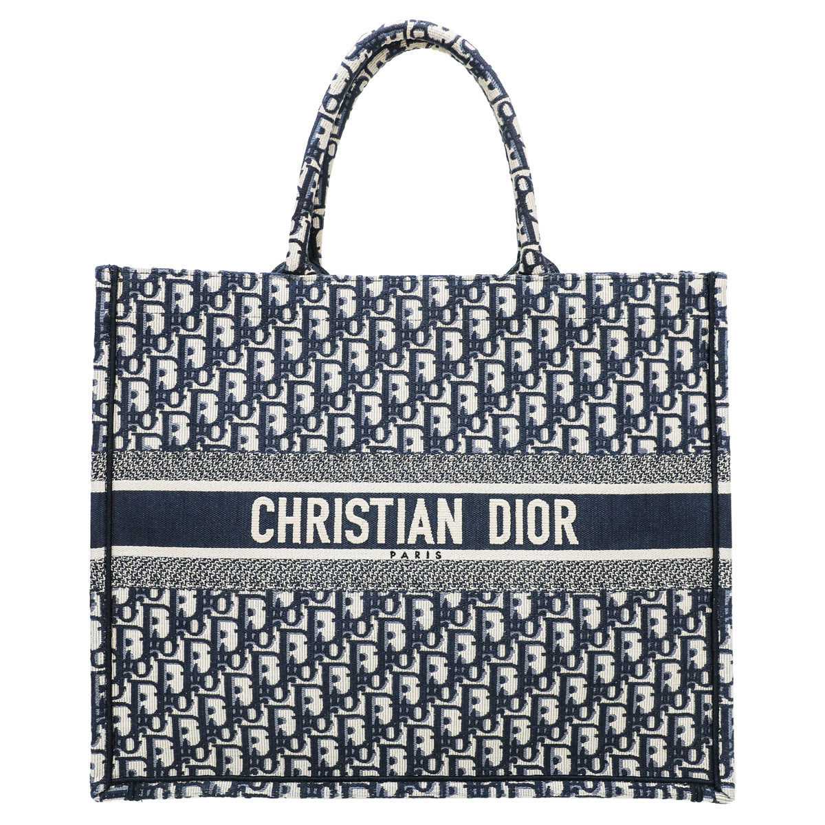 Christian Dior oblique book tote large bag navy blue