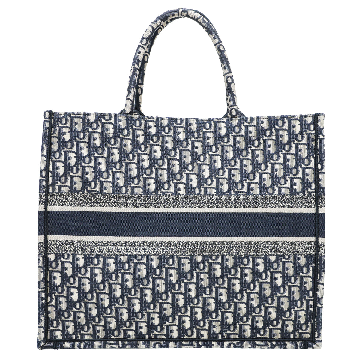 Christian Dior oblique book tote large bag navy blue-Christian Dior-THE CLOSET