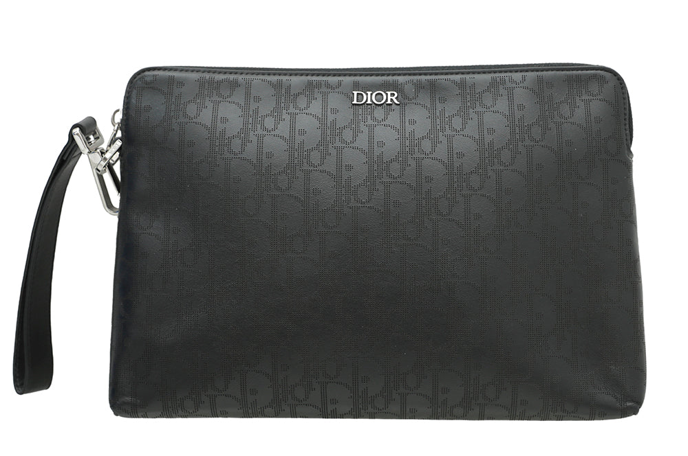 Christian Dior Black Oblique Galaxy Zipped Pouch-Christian Dior-THE CLOSET