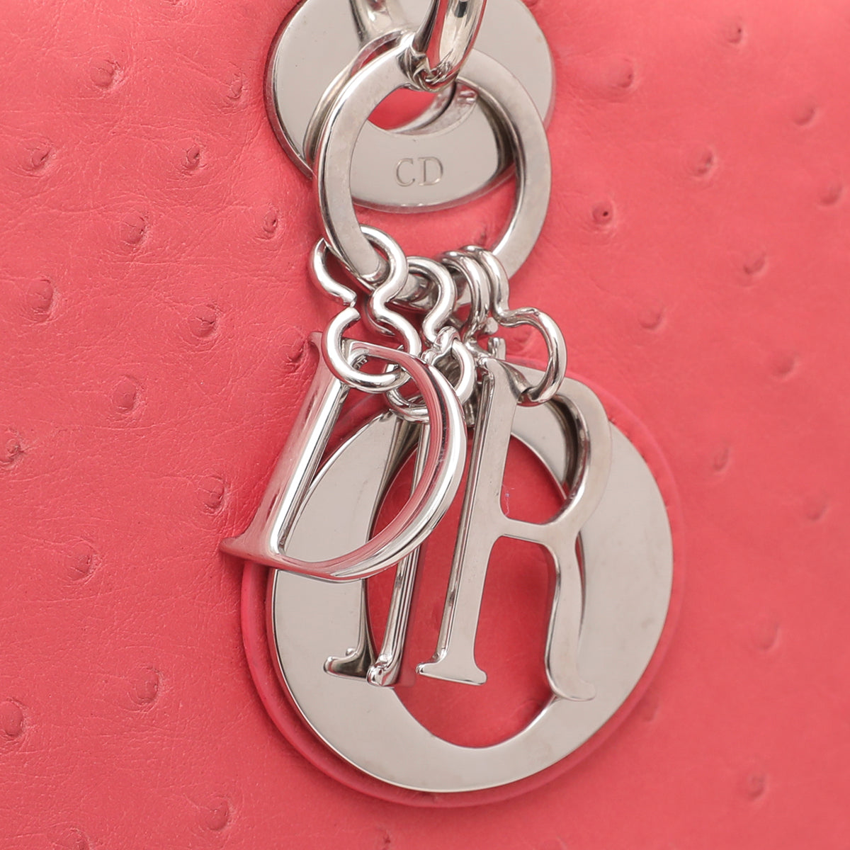 Christian Dior Coral Ostrich Lady Dior Bag-Christian Dior-THE CLOSET