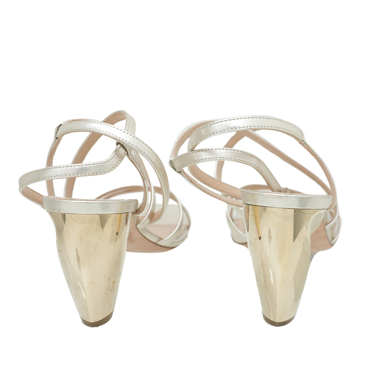 Christian Dior Gold Rhodes Laminated Sandal Pale 39-Christian Dior-THE CLOSET