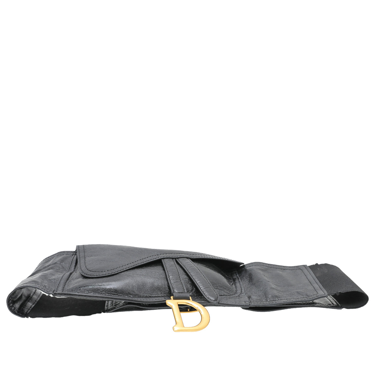Christian Dior Black Saddle Crinkled Wrapped Belt Medium Bag-Christian Dior-THE CLOSET