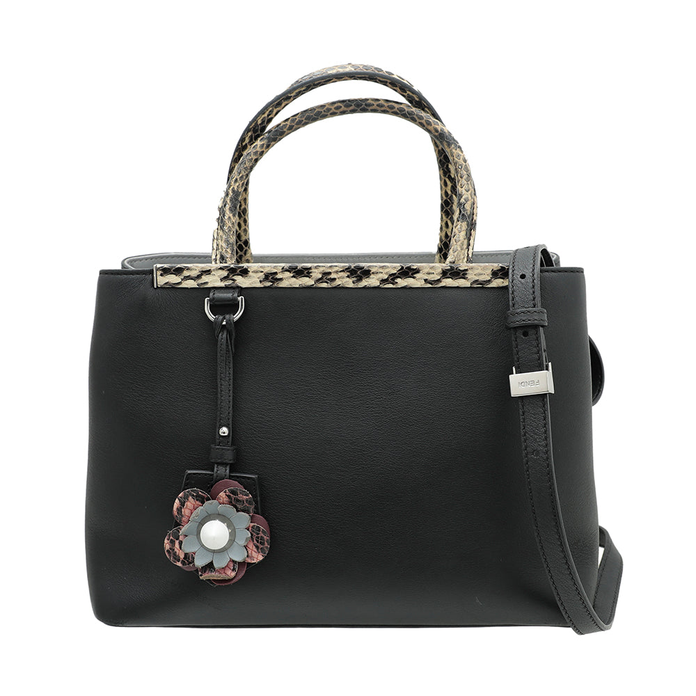 Fendi Black 2 Jours Petite Python Handle Bag THE CLOSET