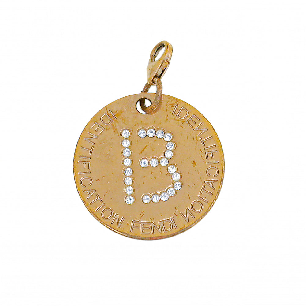 Fendi Gold Tone B Identification Crystal Pendant-Fendi-THE CLOSET