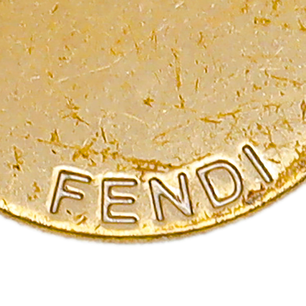 Fendi Gold Tone B Identification Crystal Pendant