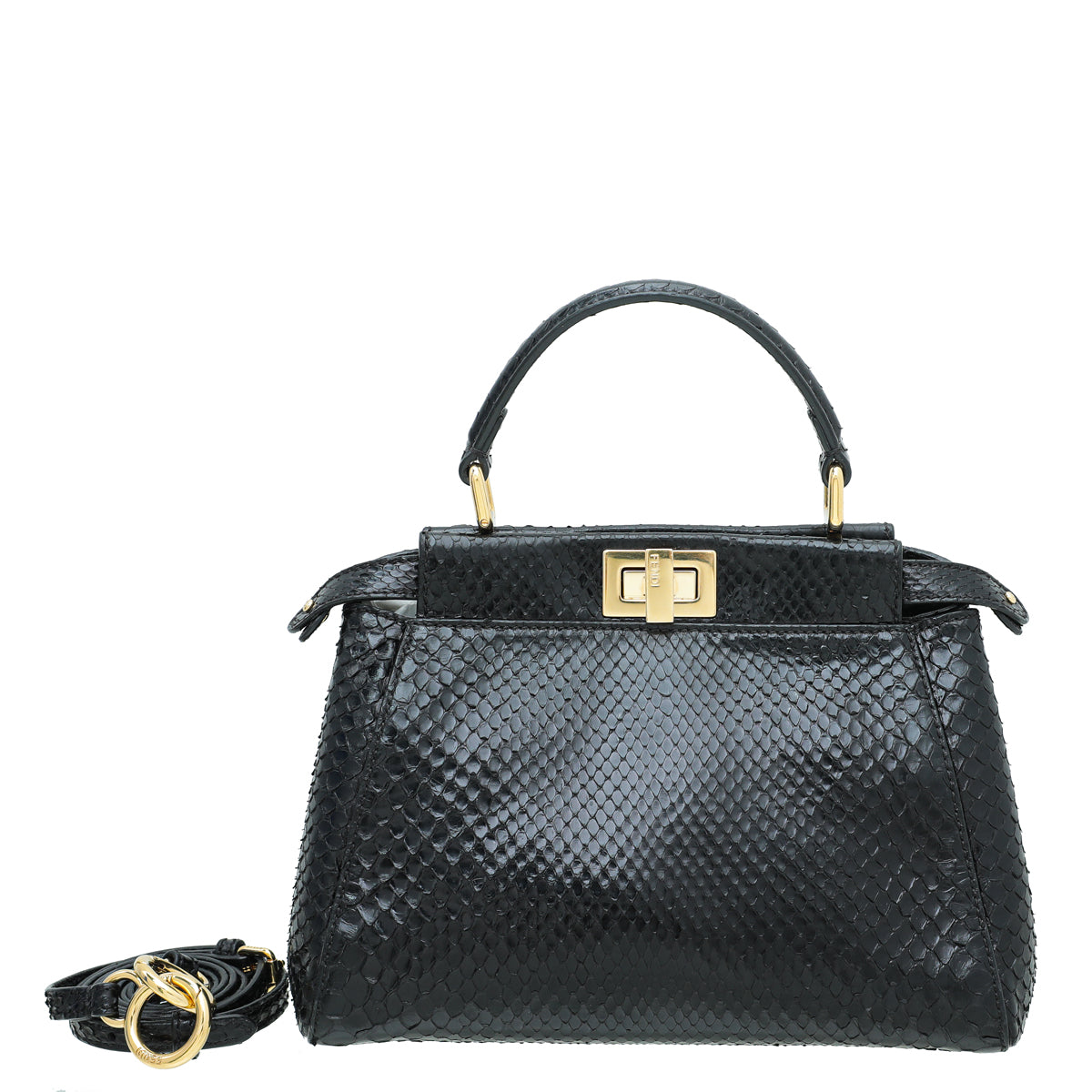 Fendi Black Python Peekaboo Iconic Mini Bag-Fendi-THE CLOSET