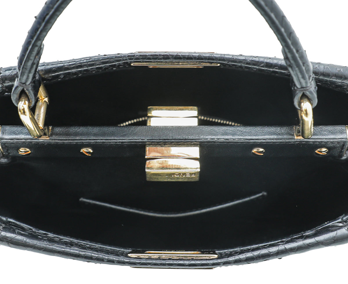 Fendi Black Python Peekaboo Iconic Mini Bag-Fendi-THE CLOSET