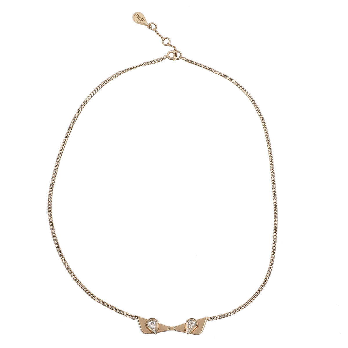 Fendi Yellow Gold Tone Bugs Eye Necklace-Fendi-THE CLOSET