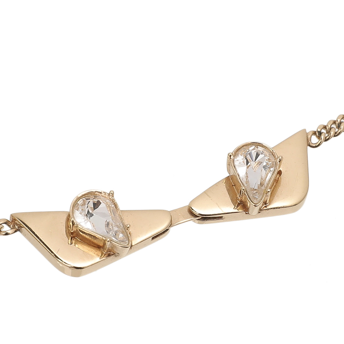 Fendi Yellow Gold Tone Bugs Eye Necklace-Fendi-THE CLOSET