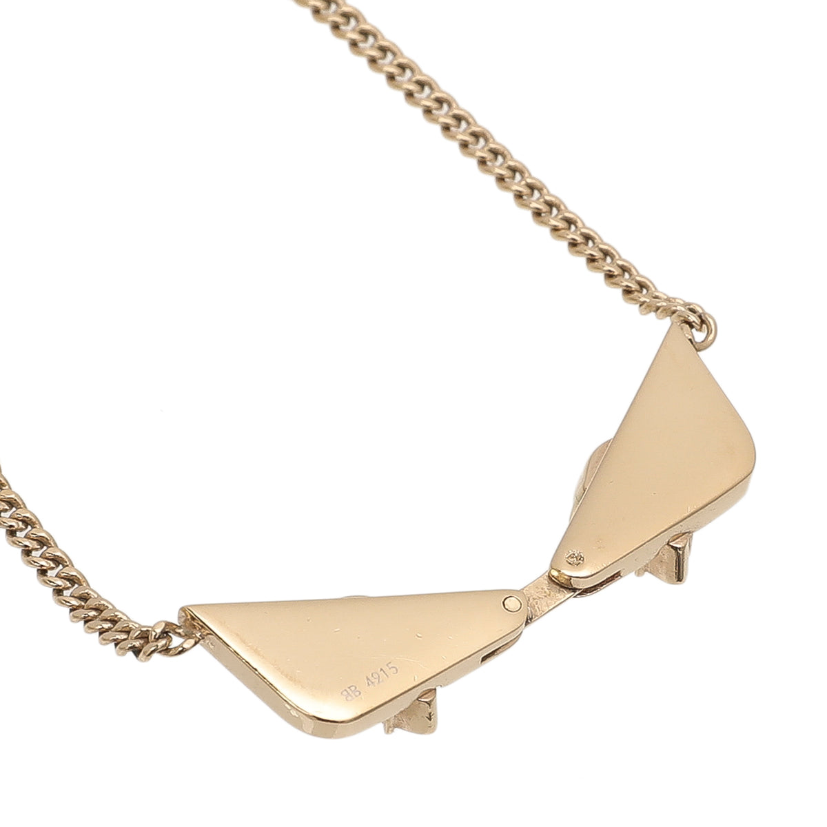 Fendi Yellow Gold Tone Bugs Eye Necklace-Fendi-THE CLOSET