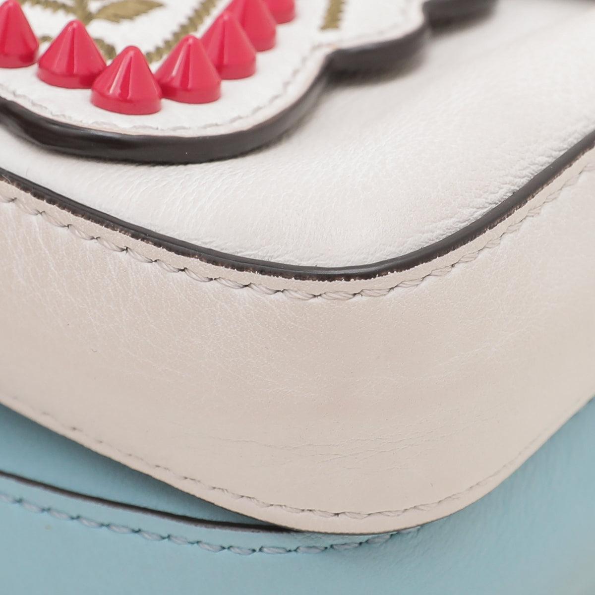 Fendi Bicolor Double Baguette Studded Embroider Bow Micro Bag-Fendi-THE CLOSET