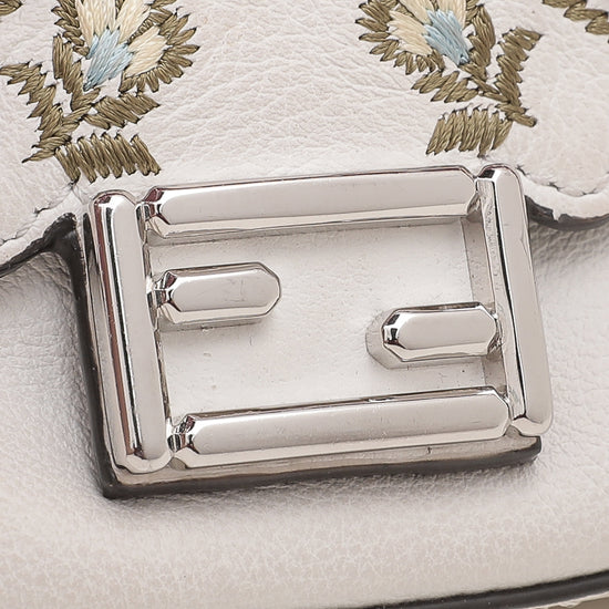 Fendi Bicolor Double Baguette Studded Embroider Bow Micro Bag