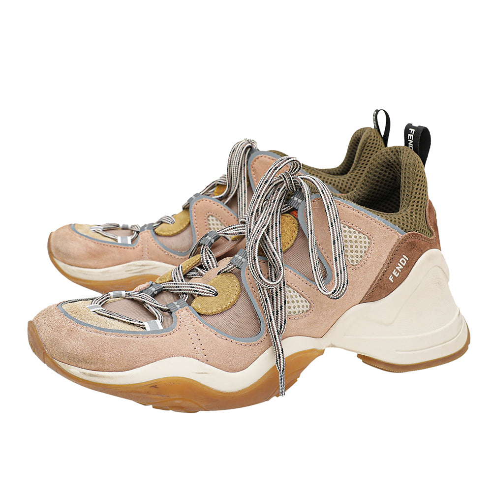 Fendi Brown Ffluid Suede Mesh Low Top Sneakers 39.5-Fendi-THE CLOSET
