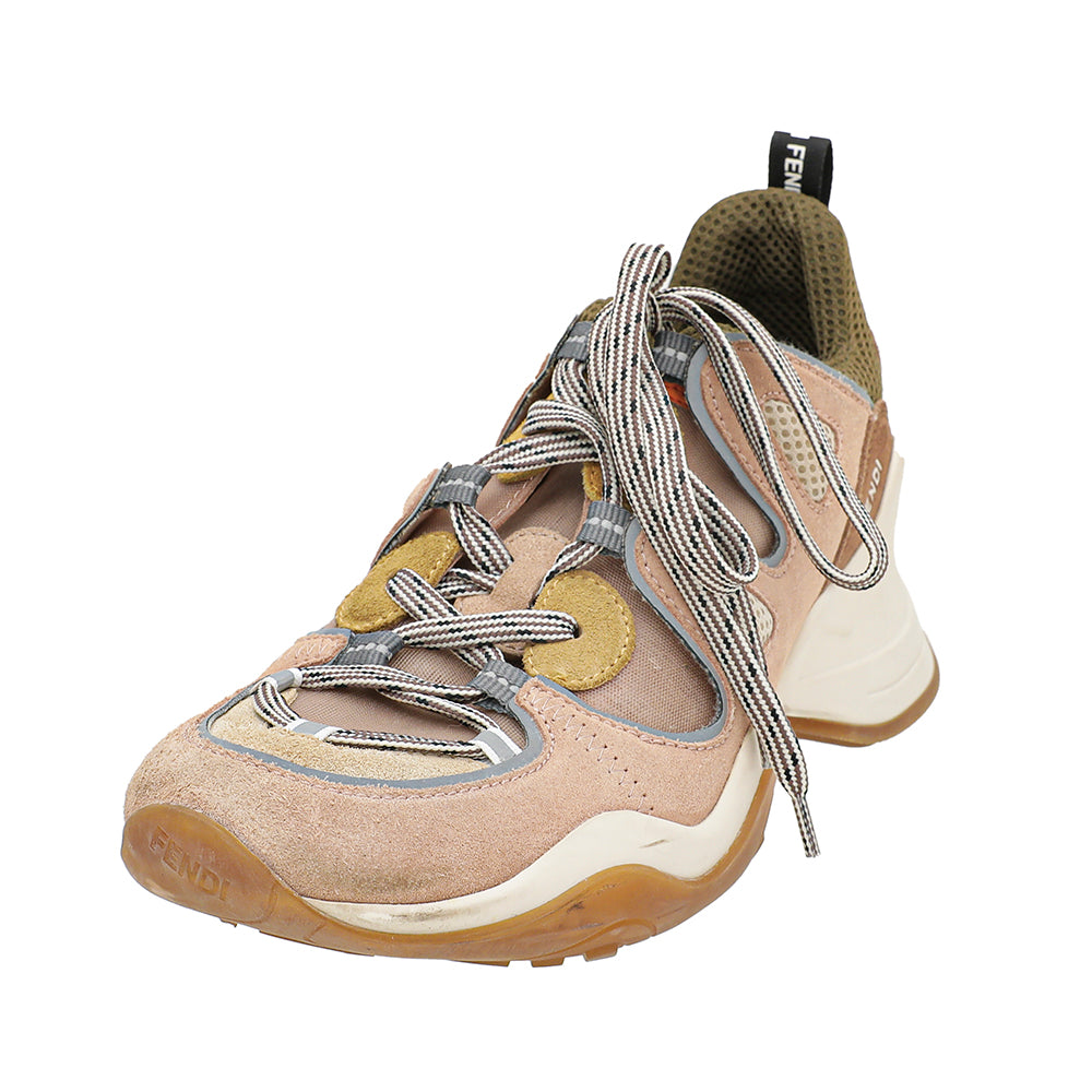 Fendi Brown Ffluid Suede Mesh Low Top Sneakers 39.5-Fendi-THE CLOSET