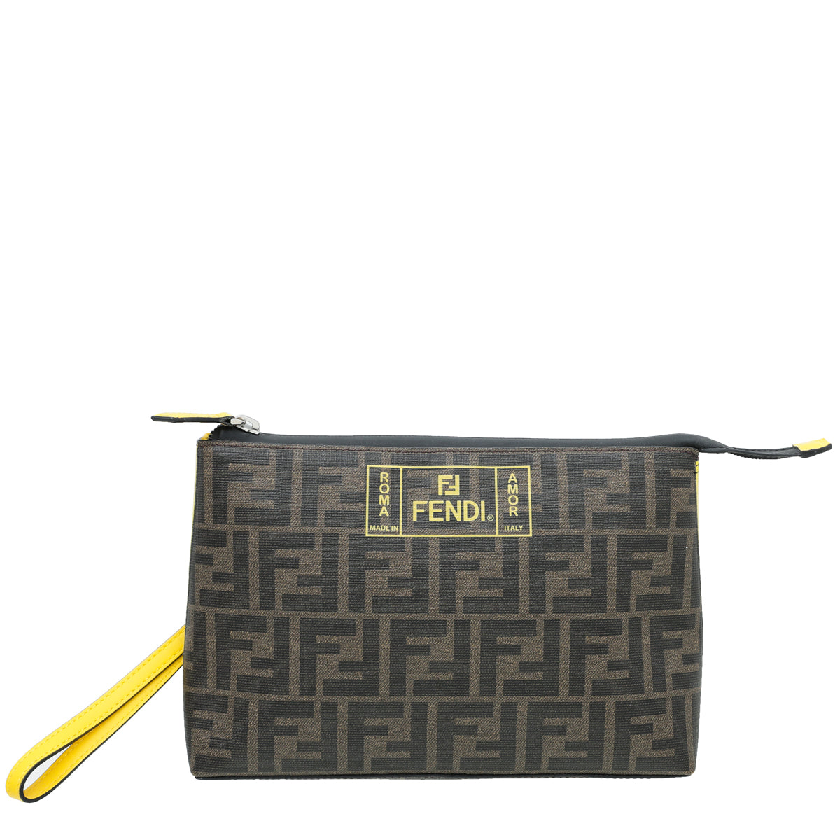 Fendi Bicolor FF Label Logo Medium Pouch-Fendi-THE CLOSET