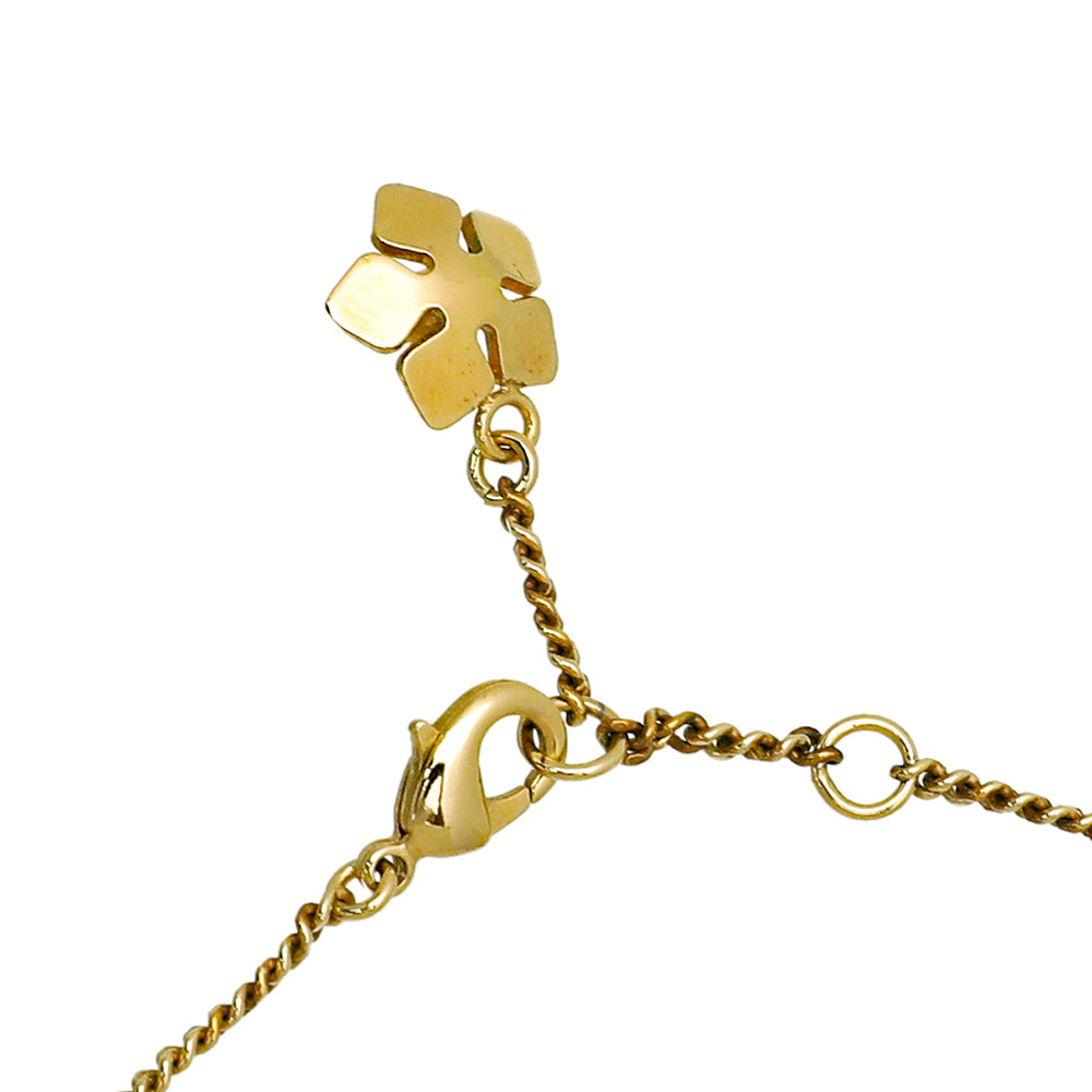 Fendi 2 Tone Finish Flower Pendant Long Necklace-Fendi-THE CLOSET
