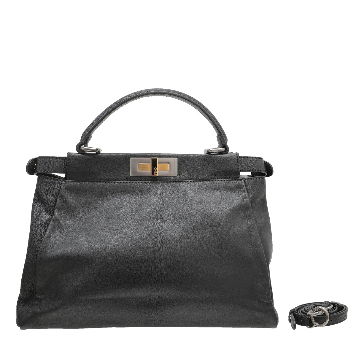 Fendi Black Iconic Peekaboo Zucca Lined Bag-Fendi-THE CLOSET
