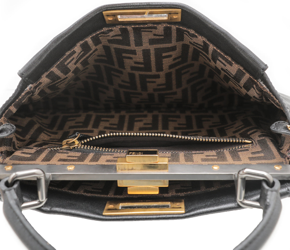 Fendi Black Iconic Peekaboo Zucca Lined Bag-Fendi-THE CLOSET