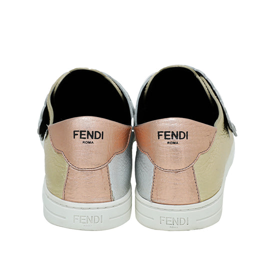 Fendi Bicolor Metallic Scalloped Sneaker 39