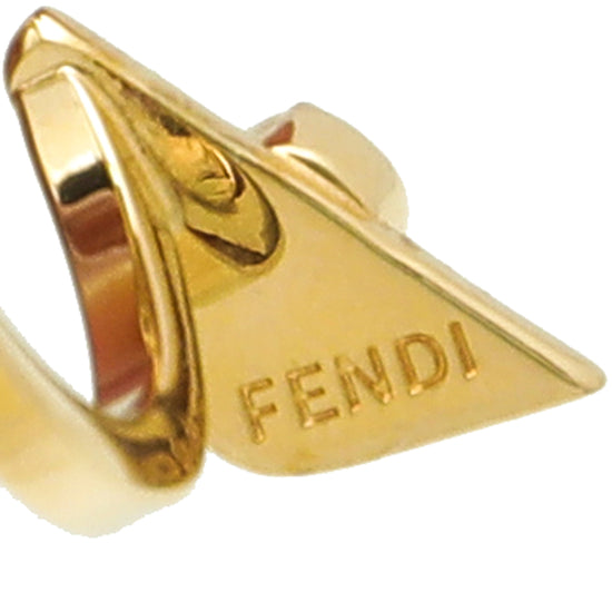Fendi Yellow Gold Tone Monster Eye Faux Pearl 2 in 1 Ring