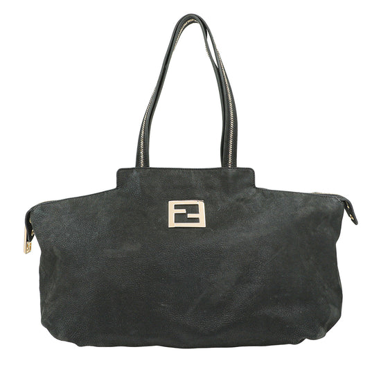 Fendi Black Nubuck Chain Tote Bag