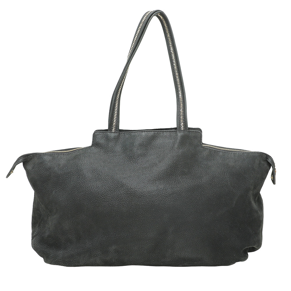 Fendi Black Nubuck Chain Tote Bag-Fendi-THE CLOSET