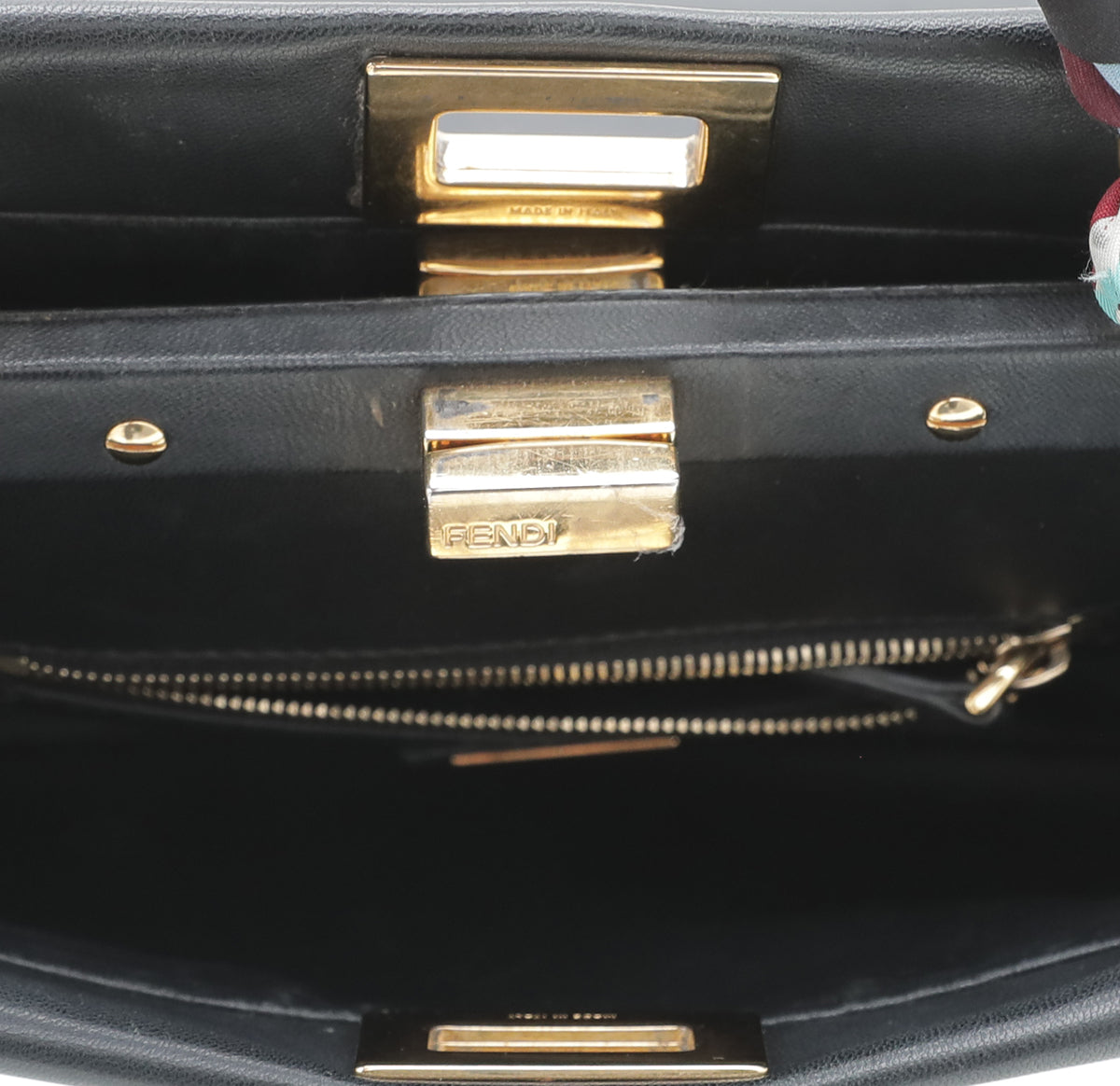 Fendi Black Peekaboo Mini Bag W- Twilly-Fendi-THE CLOSET