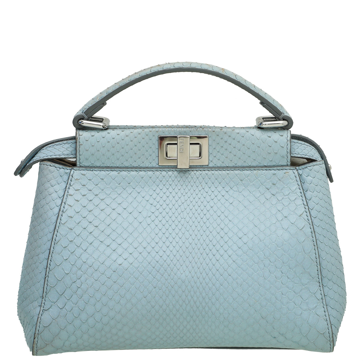 Fendi Light Blue Python Embroidered Peekaboo Bag-Fendi-THE CLOSET