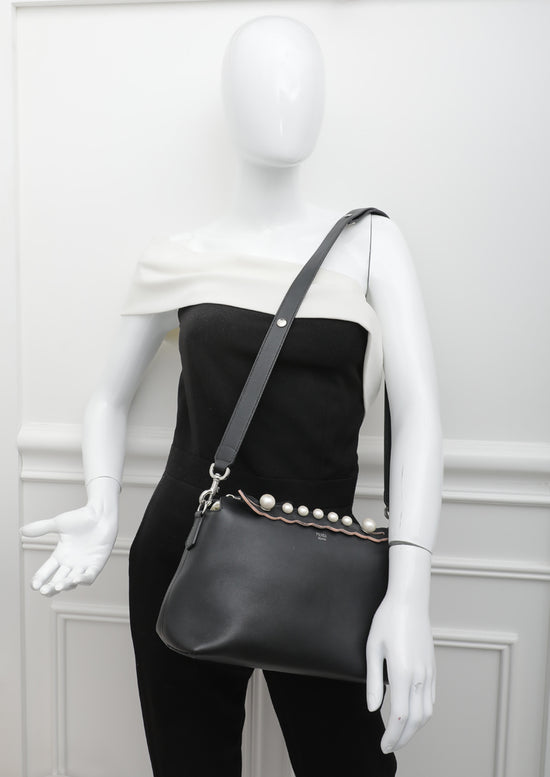 Fendi Black Scalloped Pearl By The Way Bag