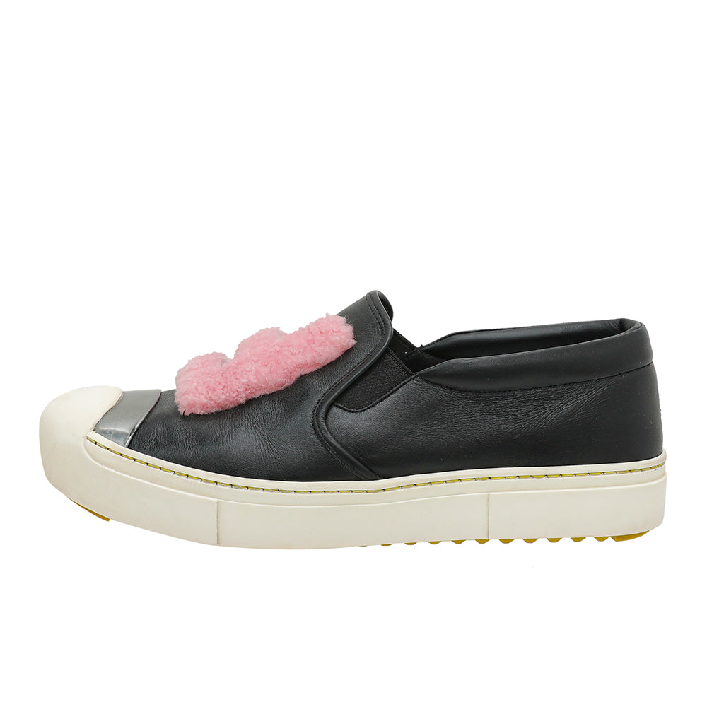 Fendi Multicolor Shearling F Slip-On Sneakers 39-Fendi-THE CLOSET