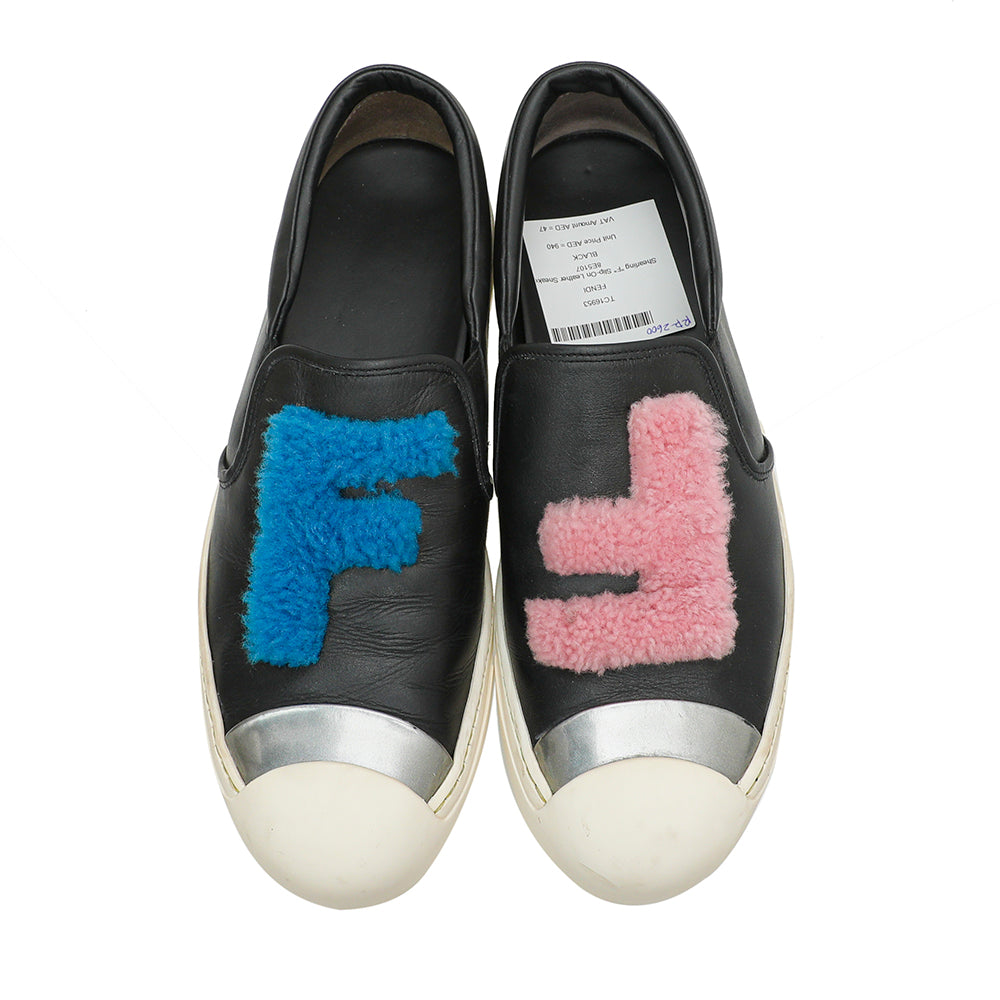 Fendi Multicolor Shearling F Slip-On Sneakers 39-Fendi-THE CLOSET