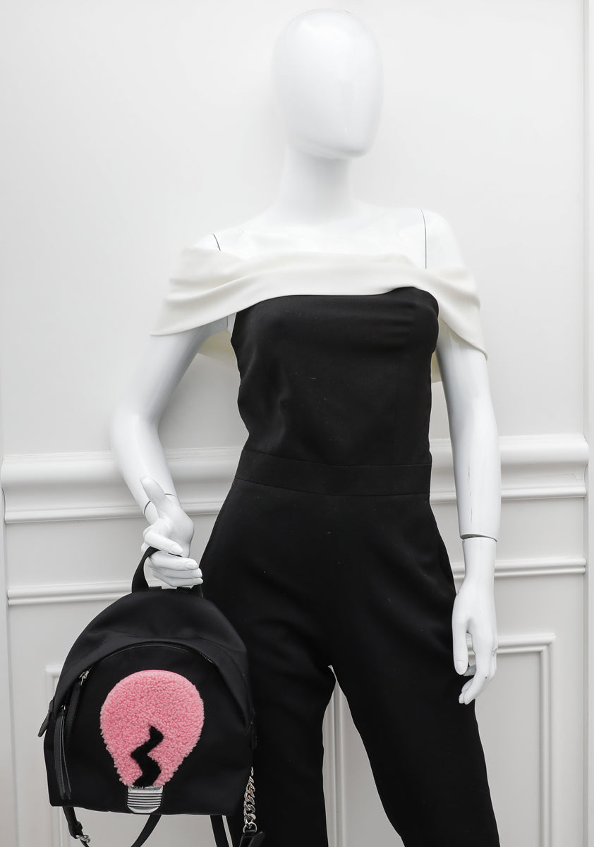 Fendi Bicolor Shearling Lightbulb Backpack Bag-Fendi-THE CLOSET