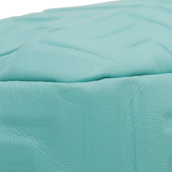 Fendi Tiffany Blue FF Embossed Baguette Medium Bag