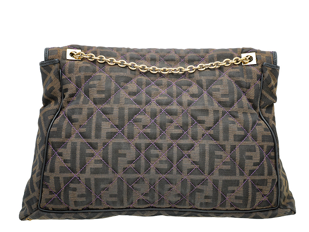 Fendi Bicolor Zucca Baguette Flap Maxi Bag-Fendi-THE CLOSET